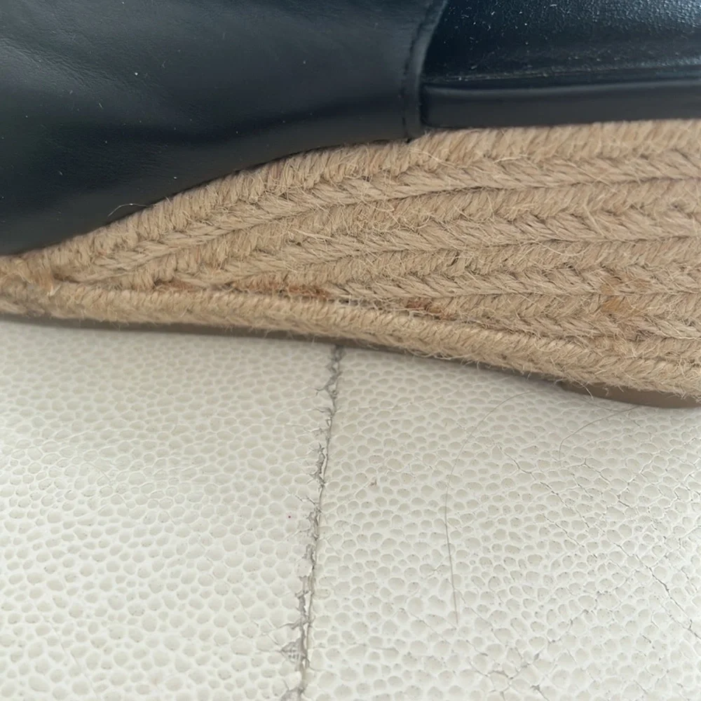 Simply Vera Vera Wang Espadrilles Sandals 7.5 Black Comfort Wedge Stacked Heel
